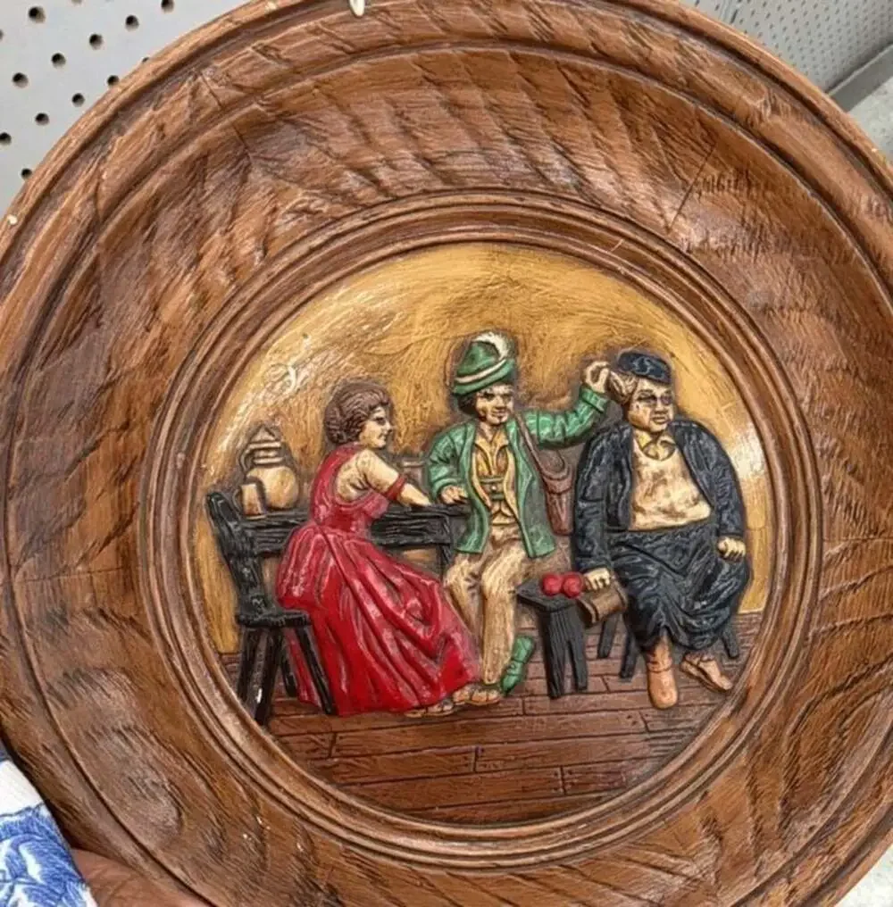 Vintage Musterschutz Johann Maresch Terracotta 3D Wall Plaque Interior Scene
